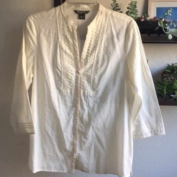2/$49 Vintage 90s Semi-Sheer Ivory Boho Tunic Coastal Lightweight EDDIE BAUER - Picture 1 of 7